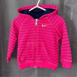 Nike 18 Month Pink Striped Full-zip Hoodie Sweatshirt Jacket